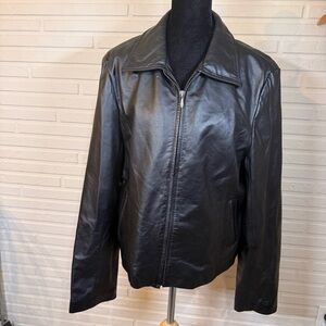 Carlo Amboldi Genuine Leather Black Zip Up Jacket Moto, Women’s size Medium